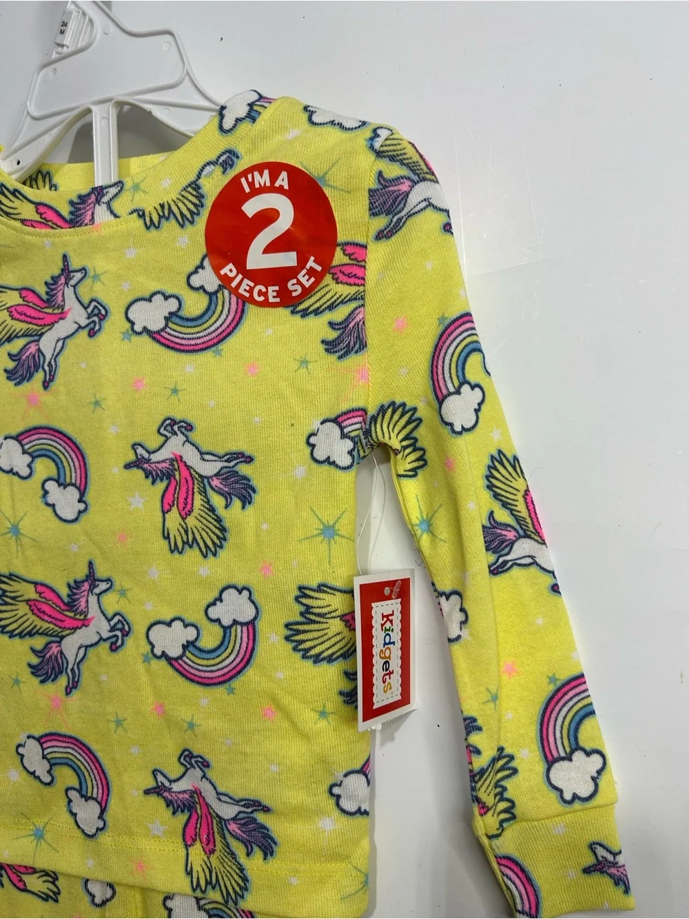 5 for $25🔥Kidgets Yellow Unicorn Rainbow Print‎ Pajama Set Girls 24M- NWT